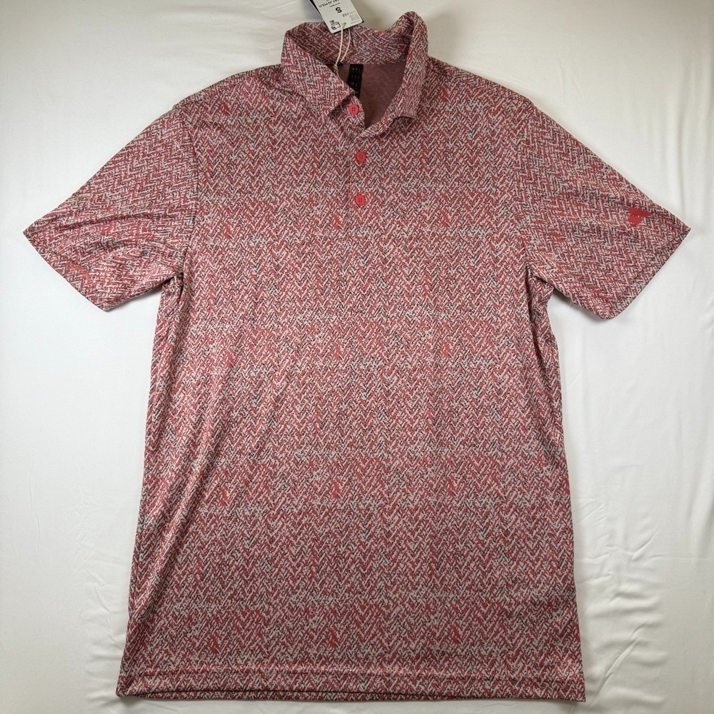 Adidas Shirt Men's Small Red Ultimate365 Jacquard Fairway Polo Golf New Pattern